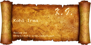 Kohl Irma névjegykártya