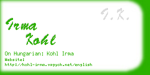 irma kohl business card